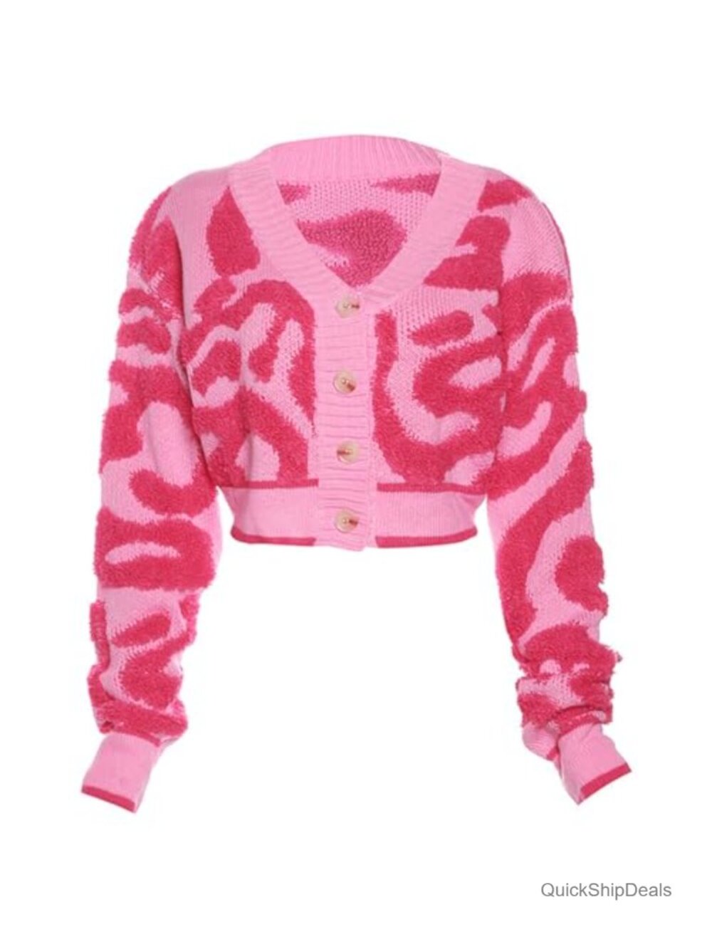 Women's Cropped Colorblock Cable Knit Cardigan with Button Front